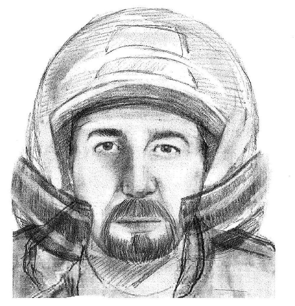 A 2013 sketch of a motorcyclist who was questioned over the French Alps killings in 2015 and has reportedly been rearrested (Surrey Police Handout/PA)