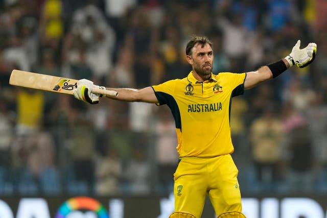 Australia’s Glenn Maxwell celebrates (Rajanish Kakade/AP)