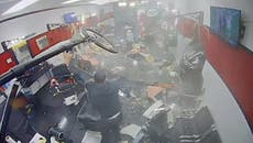 Moment SUV slams into Houston barber shop injuring several customers including child