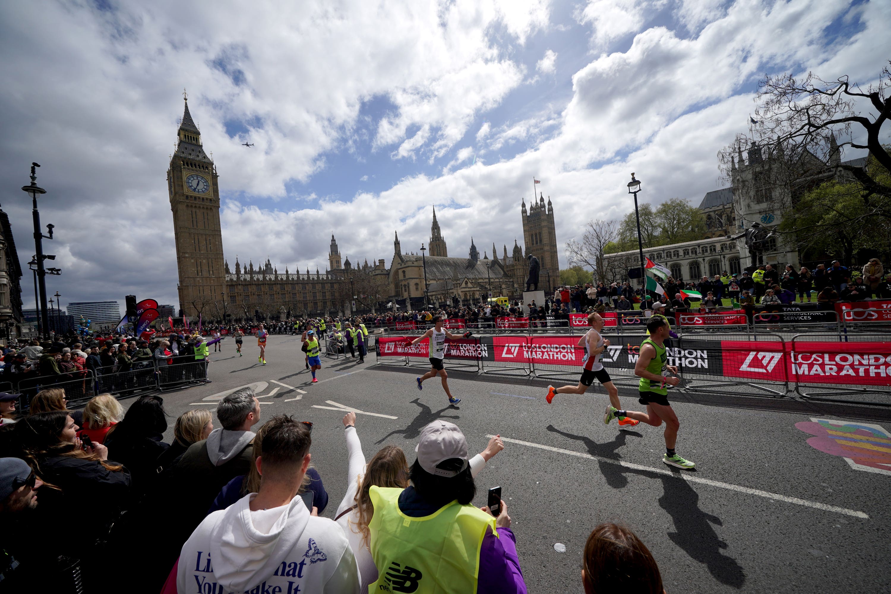 Runners in front of Big Ben at the 2024 London Marathon (Yui Mok/ PA)