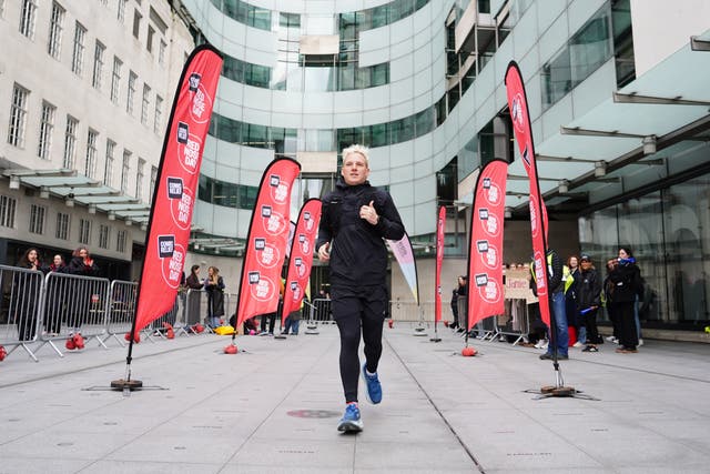 <p>Jamie Laing crossed the final finish line of his Ultra Marathon Man Challenge for Comic Relief this afternoon</p>