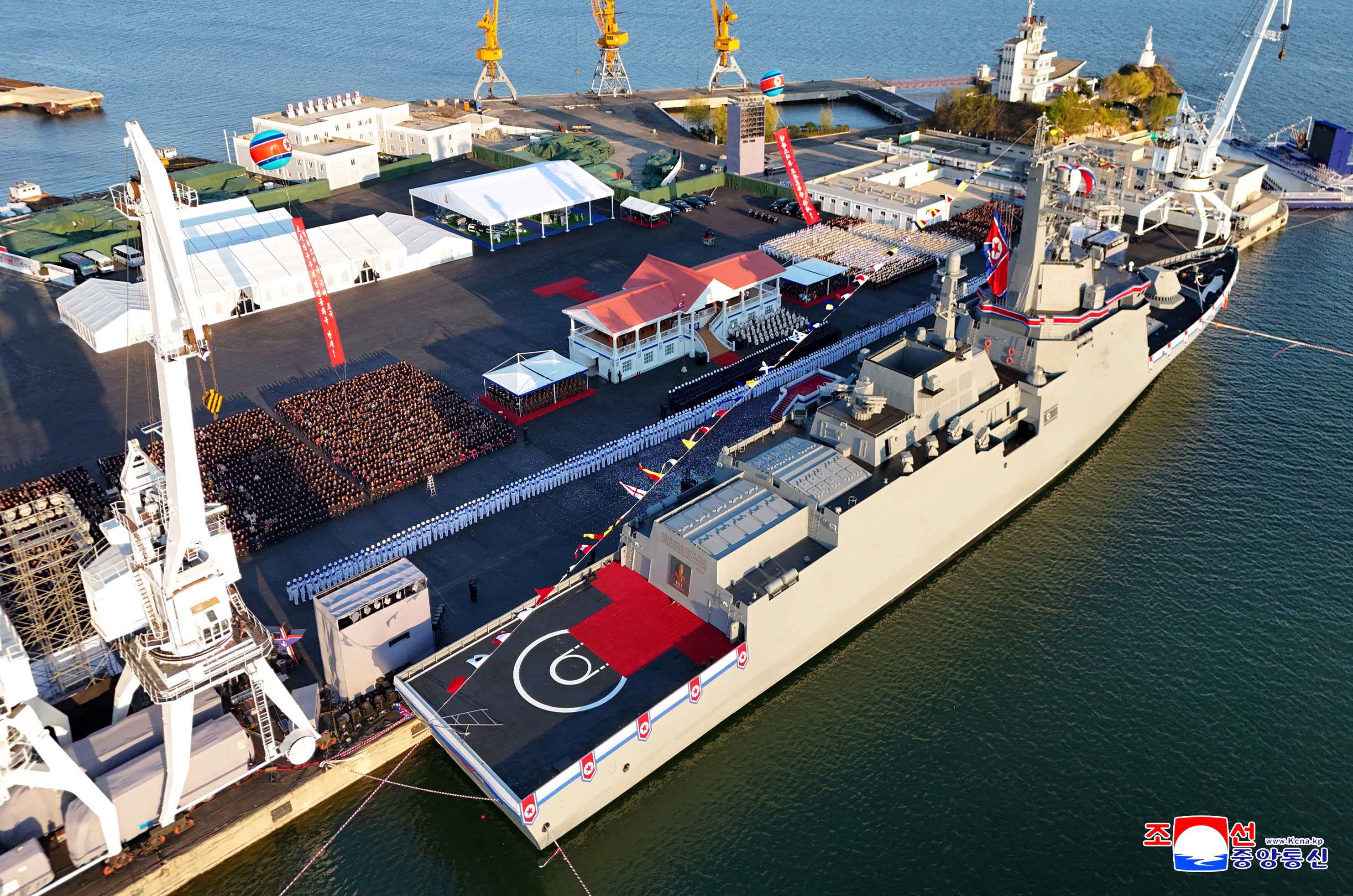 The 5,000-tonne warship was equipped with the "most powerful weapons" and built "within 400-odd days perfectly with our own strength and technology"
