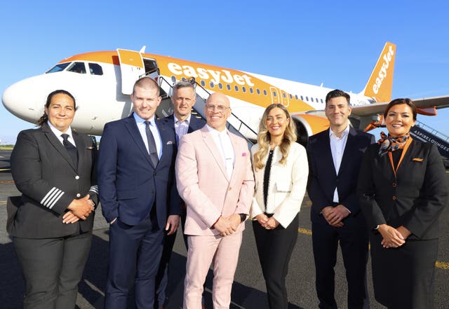 <p>Tyne team: easyJet and Newcastle airport celebrate the reopened base</p>