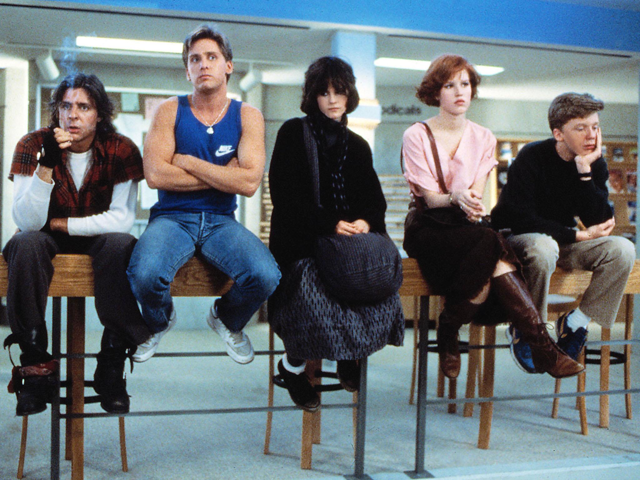 Club class: (from left) Judd Nelson, Emilio Estevez, Ally Sheedy, Molly Ringwald and Anthony Michael Hall in John Hughes’s 1985 film